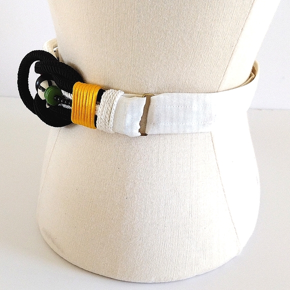 Fabulous 80s Polka Dots and Stripes Beaded Adjustable Cord Wide Belt main image 15